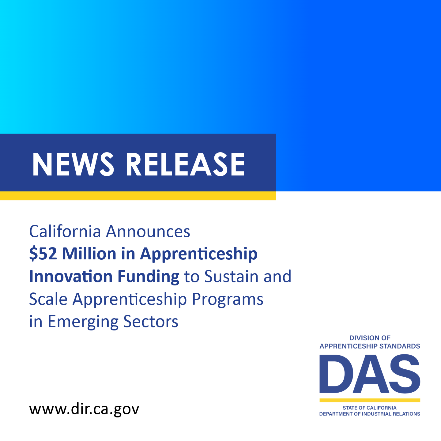 California Announces $52 Million in Apprenticeship Innovation Funding to Sustain and Scale Apprenticeship Programs in Emerging Sectors