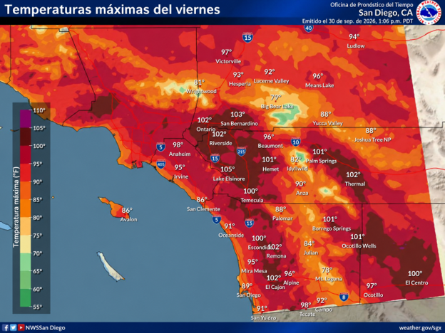 Heat advisory map for southern California.