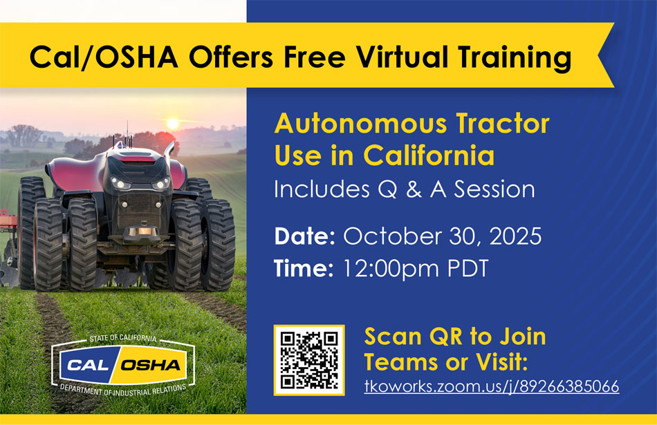 An autonomous tractor moving in a crop field.