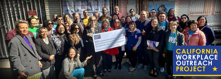 California Outreach Project logo. 14 people standing and smiling.